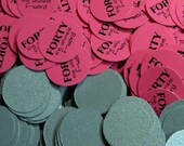 Forty the Ultimate F-word - 40th Birthday Confetti -  Hot Pink and Silver, 3/4 Inch Circles