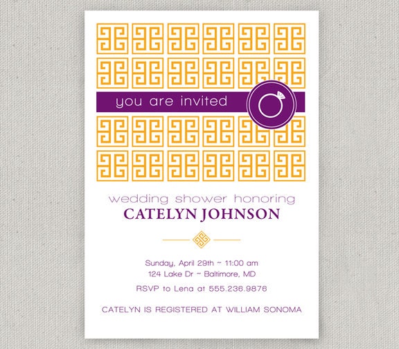 Greek Key Bridal Shower Invitation