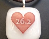 Marathon pendant 26.2 pendant -heart marathon fused glass necklace - proceeds through May-31-13 donated to The One Fund - Choose your color