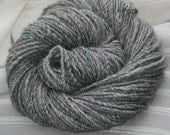 Silky Blue handspun angora yarn with blue silver firestar and silk additions