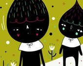 5"x7" print of original illustration wall art "home is where I'm with u"