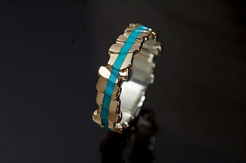 Cuttlefish 14kt Rose Gold and Turquoise Cast Ring