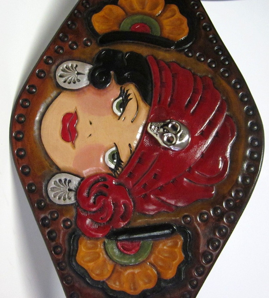 The Pirate... Hand Tooled High Waisted Studded Leather Belt