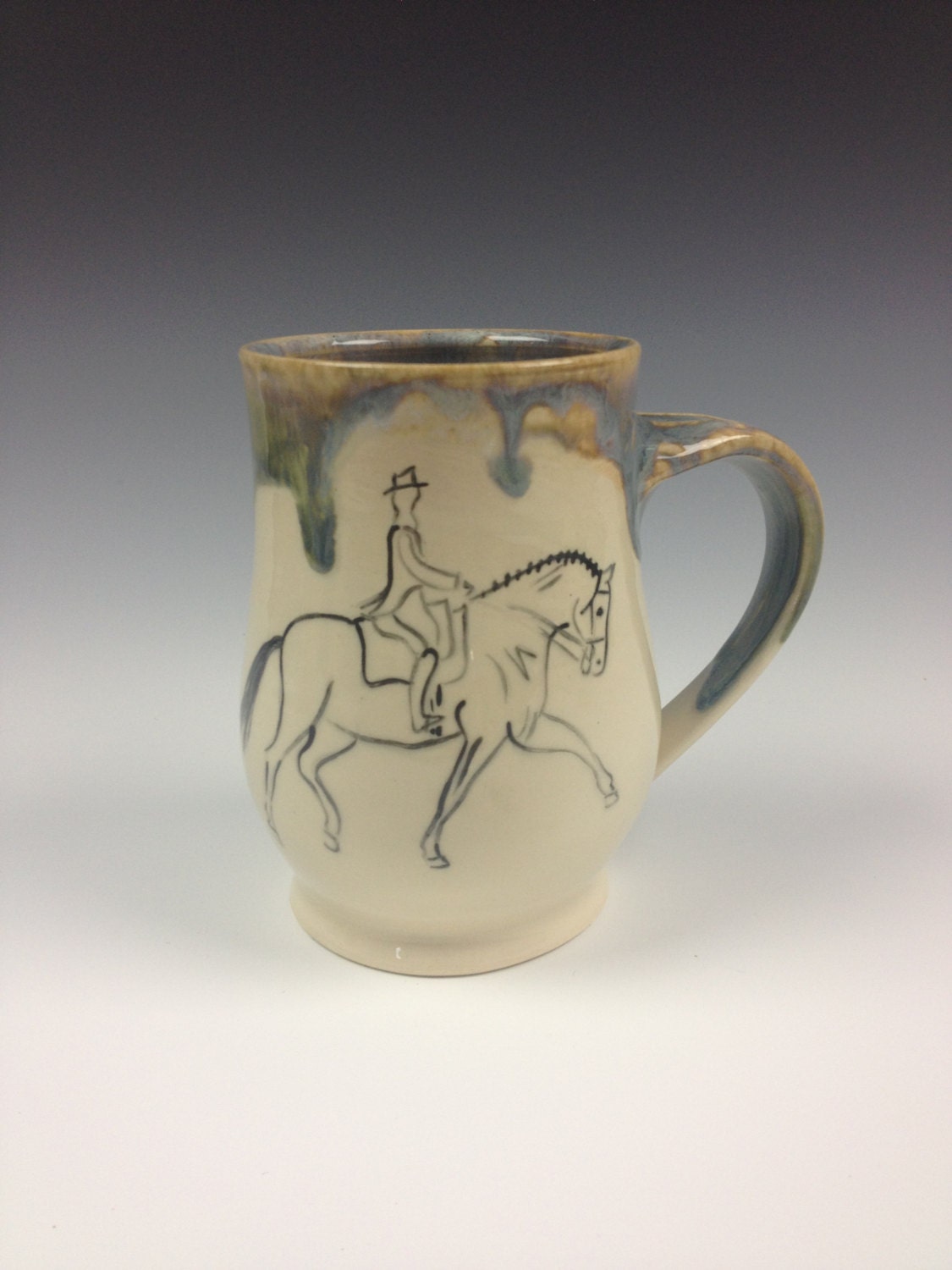 Dressage Horse and Rider Mug- Arctic Blue