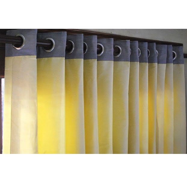 Yellow And Grey Curtain Panels 52"x84" Grommet Drapes Living and Bedroom Decor And Housewares Valance Window Treatments