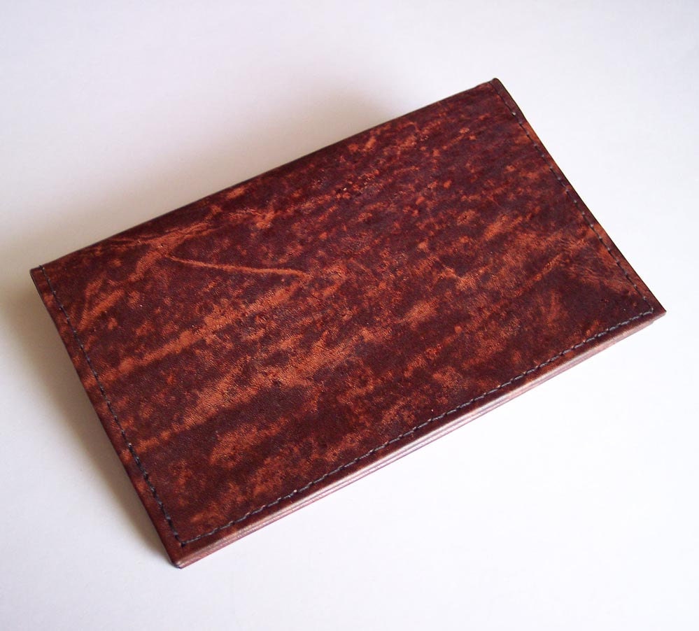 Leather Checkbook Cover - Distressed Brown Leather Checkbook Cover