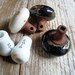Vintage Porcelain Glass Door Knobs.  Vintage Porcelain Glass Hot Cold Knobs.  Black White Ceramic Knobs.