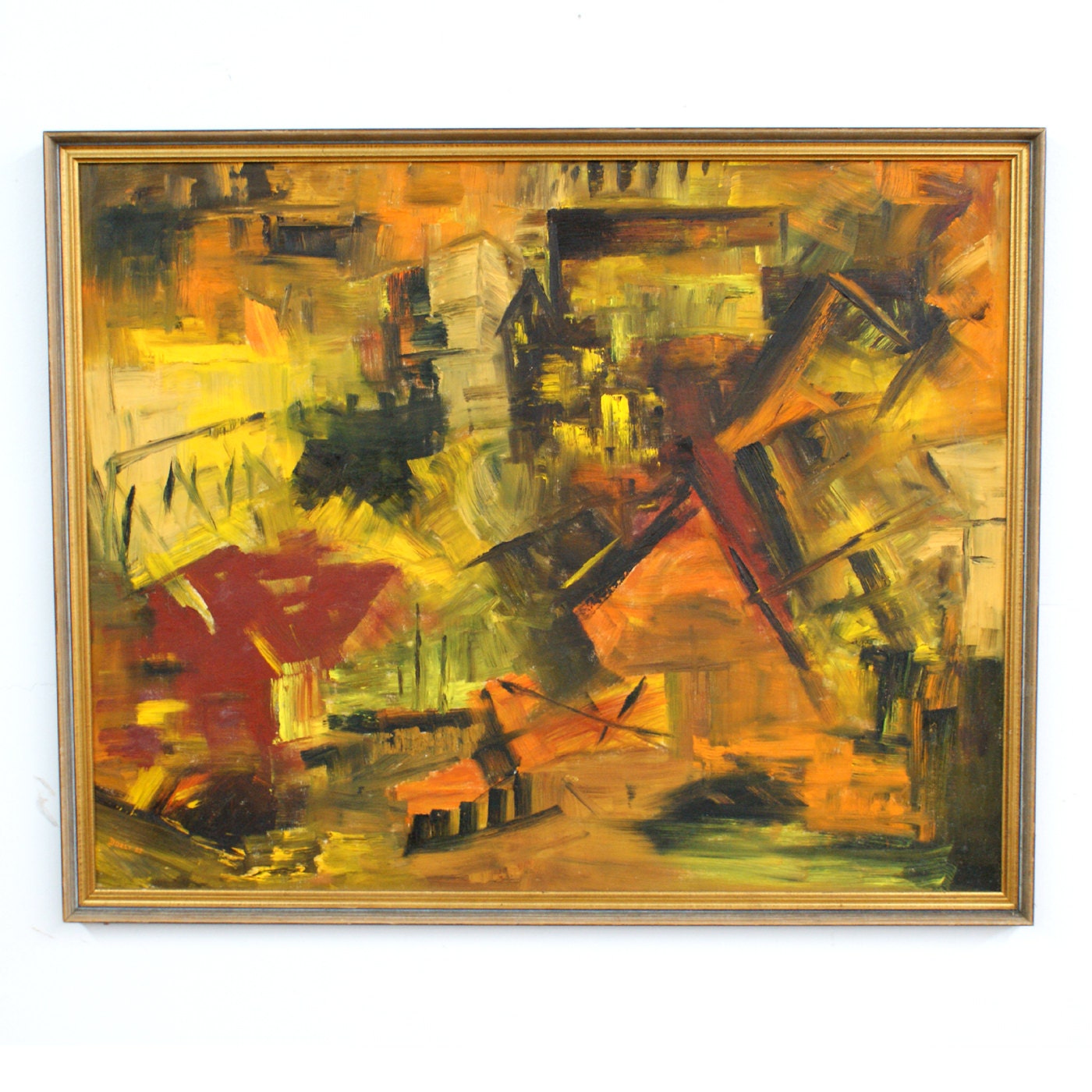 1967 Original Abstract Oil Painting Mid Century Modern