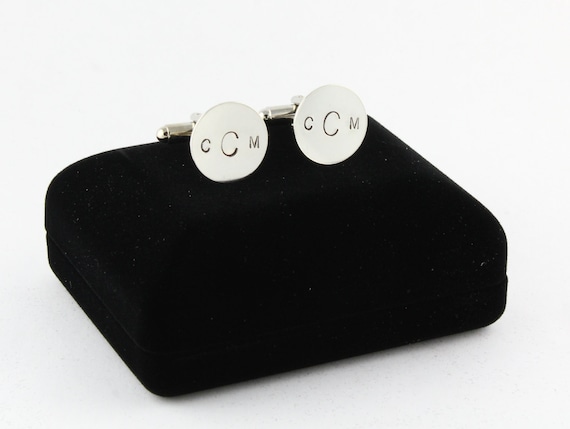 Personalized Sterling Silver Cufflinks With Gift Box - Custom Cuff Links - Monogram Cufflinks - Shirt Fasteners - Groomsmen Gift