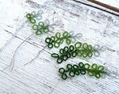 Vintage French glass beaded branches/leaves/flowers GREEN set of 5