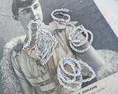 Vintage French 1900 /batch of tiny white glass beadscable 3 pieces