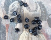 Vintage black glass  little flowers beads set of 100 pieces