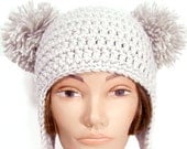 Baby Bear Hat - Adult Earflap Pom-Pom Beanie