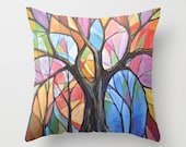 Decorative throw pillow cover ... from my original abstract landscape painting, "Colors of the Wind" ... 16" x 16"