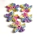 Crochet Applique Mini Flower Motif Antique Rainbow Pink Blue Yellow Purple Sage Green Embellishment