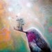 Original Painting.  Hummingbird  "Symbiosis"
