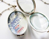 Oval glass locket necklace, sterling silver oval glass locket heirloom locket necklace