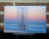 Sail Boat Fabric Post Card