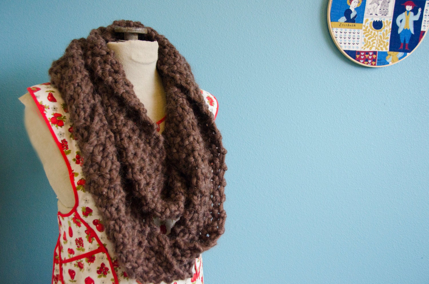 Chunky Wool Handknit Infinity Scarf Cowl