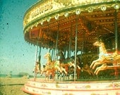 Carousel - Carnival photography, fairground, carousel horse, nursery art, kids wall art, gold, red, blue 8x8 print