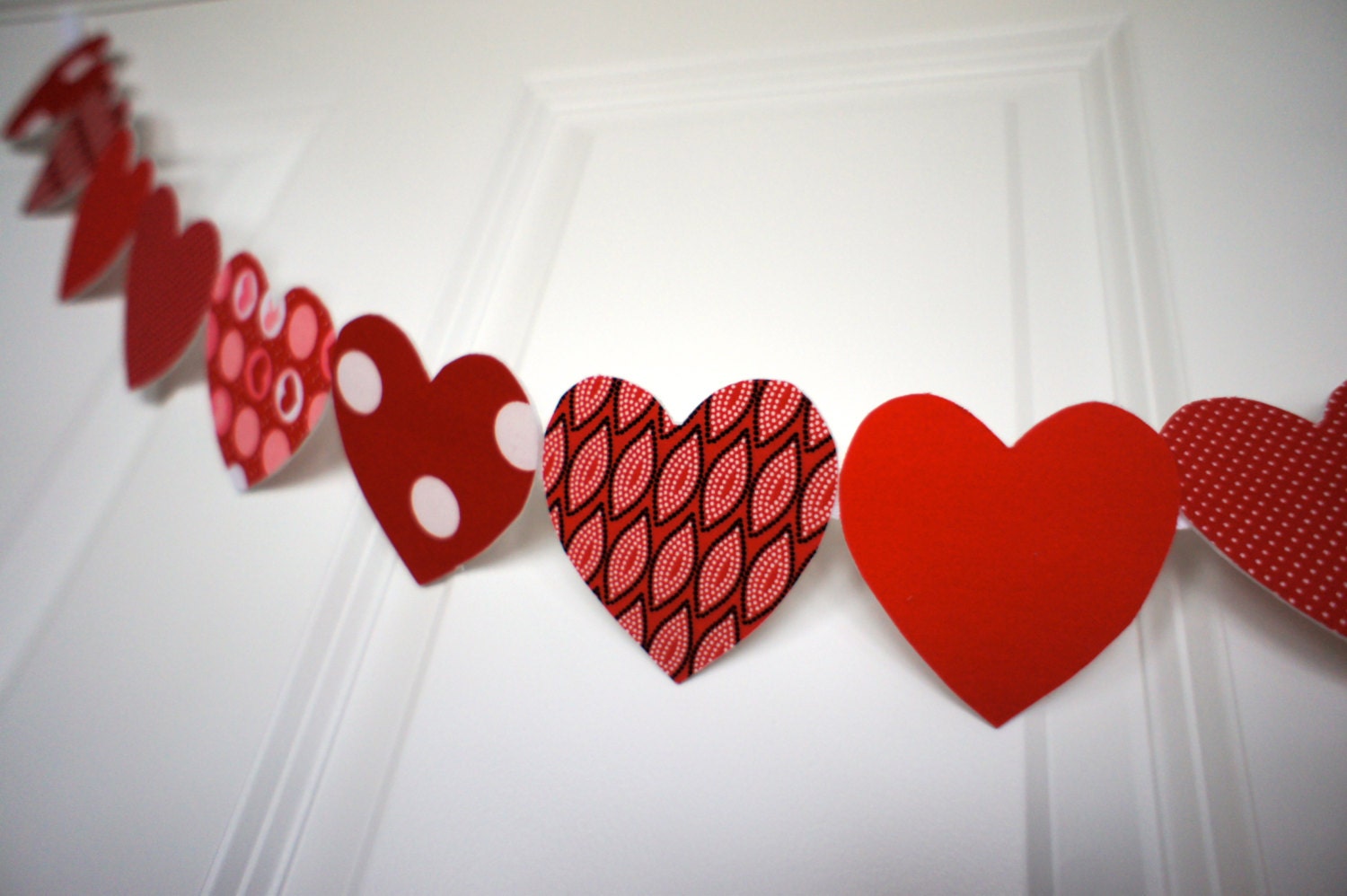 i heart you fabric banner -- (reds)
