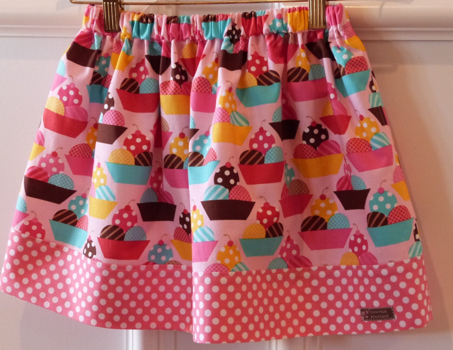 Little Girls Skirt - The Olivia Skirt in Dessert Party - available in sizes 1, 2, 3, 4, 5, 6