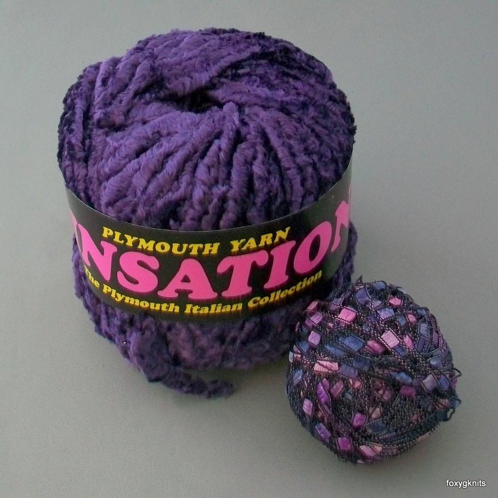 Plymouth Purple Bulky Chenille Yarn Plus Free Gift - destash by foxygknits