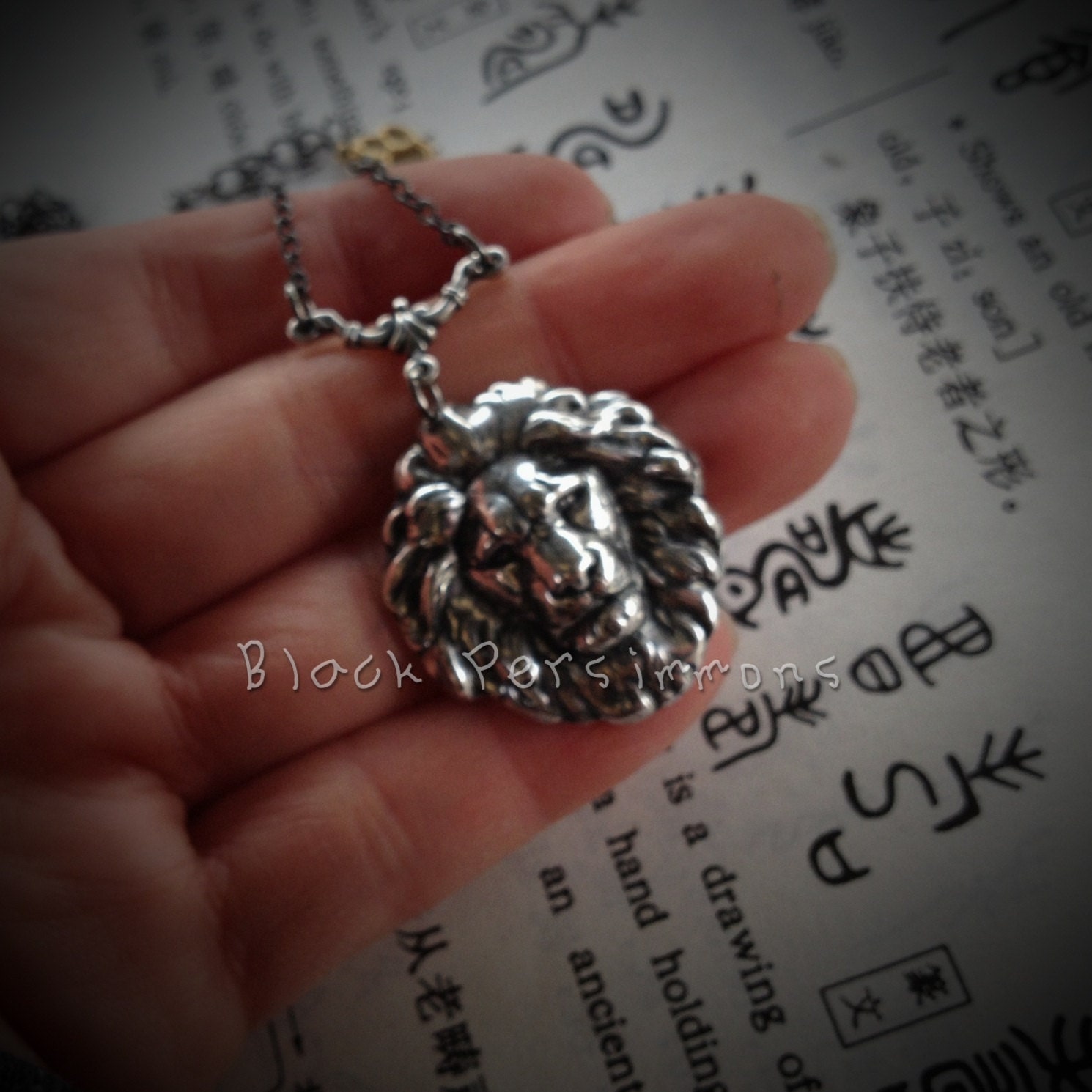 NEW - The Baby Lion Necklace - American Made Antique Plated Brass Stamping - 2 Color Finishes