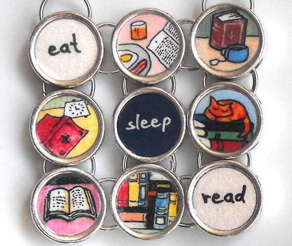 Eat Sleep Read Statement Necklace Reader Book Lover Jewelry