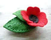 Felt Poppy Flower //  Ruby Red // Womens Felt and Seed Bead Hair Accessory by OrdinaryMommy on Etsy
