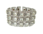 Vintage Rhinestone Bracelet Earrings Bogoff Designer 1940s Vintage Wedding Jewelry