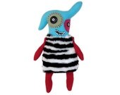 Alfie - a sweet rabbit monster folk art doll