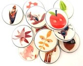 12 SMALL Woodland Themed Buttons. Handmade Buttons. Woodland Animals and Nature. 1/2" or 15 mm.