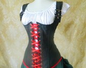 Clearance Army military steampunk steel boned waistcoat corset, moll lace front corset-to fit 26-27 inch natural waist