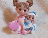 big sister baby sister first Christmas personalized ornament decoration cake topper gift polymer clay sibbling children