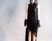 rán: black asymmetric tunic dress