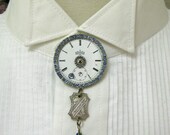 Antique Brooch Blue Rhinestones vintage silver engraved cufflink Victorian ivory rose bead