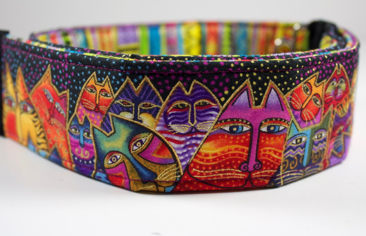 Funky Camera strap--reversible Laurel Burch inspired motif for dslr camera "Catitude"