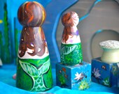 Wooden Toy - Custom Mermaid Wooden Peg Doll / Waldorf Toys