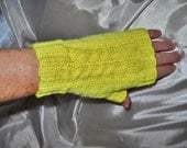 Gloves with no fingers, Lemon yellow, Fingerless gloves with thumb, Sm/Med size, Seamless, Vegan fingerless mitts
