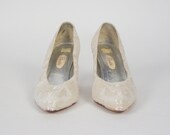 vintage white beaded heels / wedding / bride / bridal