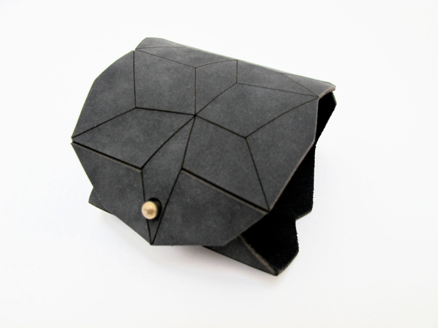 geometric leather bracelet, charcoal lasercut cuff