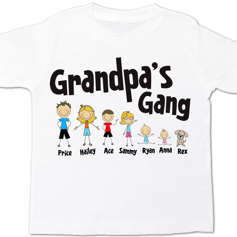 Personalized grandpa or dad stick figure family Tshirt