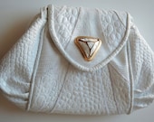 VTG 80s Mock Croc White Pleather Clutch