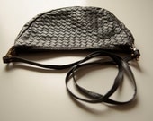 80s Gray WOVEN Crossbody HOBO Purse