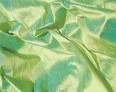 Lemon Yellow Lime Iridescent Dupioni Silk Fabric 26 x 11.5