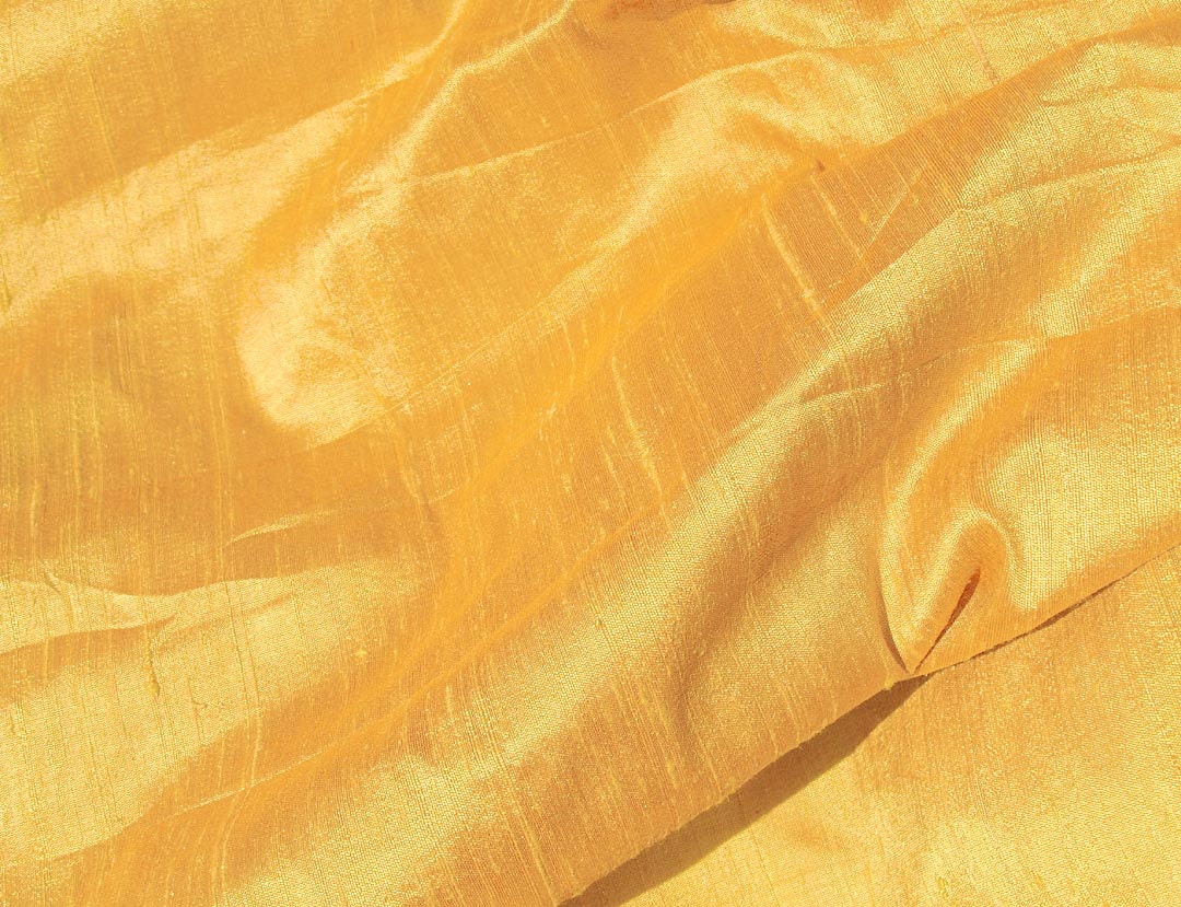 Sunny Lemon Yellow Copper Iridescent Dupioni Silk Fabric 21 x 12