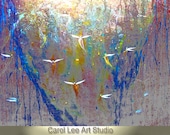 ANGELS stretched limited edition giclee silver canvas print modern abstract painting contemporary fine art leearte - Carol Lee Art Studio