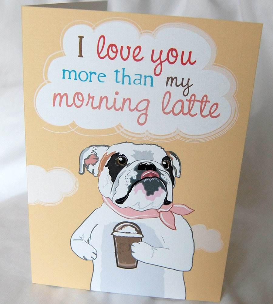 Latte Bulldog Greeting Card