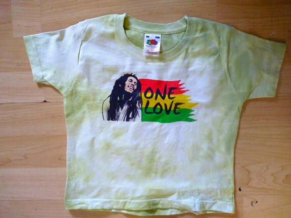 Rasta Bob Marley ONE LOVE  toddler tshirt green tee rasta t shirt sz 1/2
